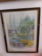 Watercolor with lake landscape signed M. Marten