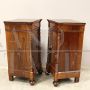 Pair of Louis Philippe walnut nightstands with door and drawer, Italy 19th century