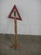 Set of vintage wooden educational road signs from the 60s