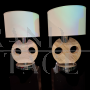 Pair of travertine marble lamps sculpted by Emanuele Scarnicci
