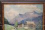 Cino Bozzetti - painting with mountain huts, oil on wood from 1937