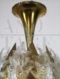 Vintage chandelier in brass with golden glass leaves, Italy 1970s