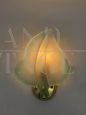 Pair of light blue Murano glass leaf-shaped wall lights, attr. Seguso