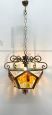 Longobard brutalist lantern chandelier in Murano glass and wrought iron