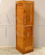 Small office bookcase filing cabinet with single rolling shutter in oak
