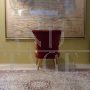 Armchair in red velvet and Vienna straw