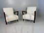 Pair of 1950s Gio Ponti armchairs in white bouclé