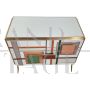 Design sideboard bar cabinet with two doors in multicolored glass