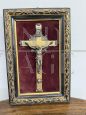 Antique 19th century bronze crucifix with frame