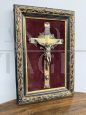 Antique 19th century bronze crucifix with frame