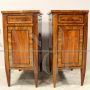 Pair of antique Louis XVI bedside tables in inlaid walnut, Italy 18th century