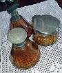 Antique silver toilet set with brushes, combs, mirror and glass containers
