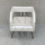 Modern design cantilever armchair in white eco-leather, late 1900s