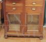 Vintage office chest of drawers with 16 drawers and two glass doors