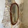 Vintage Ikea oval mirror from the 1970s in solid pine wood