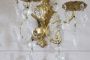 Pair of 80s bronze and crystal wall lights