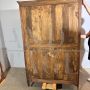 Antique walnut wardrobe or pantry cabinet from the late 18th century