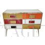 Dresser with six drawers in multicolored glass