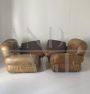 Pair of Sapporo design armchairs for Mobil Girgi in brown leather