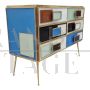 Chest of drawers with three drawers in multicolored glass