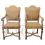 Pair of armchairs in natural poplar wood with jute seat