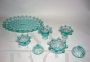 Art deco set in aqua green Bohemian crystal, 1930s