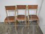 Set of 6 stackable brown Mullca chairs with dark wood seat, 1960s