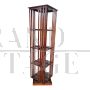 Quadrangular revolving bookcase in walnut