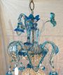 Vintage AVEM chandelier in blue Murano glass