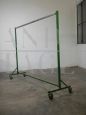 Vintage industrial clothes hanger stander with wheels, 1970s