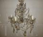 Vintage 5-light chandelier with glass drops, 1940s - 1950s