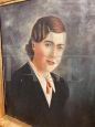Portrait of a girl, art deco oil painting on canvas dated 1939