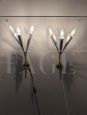Pair of 3-light brass wall lamps, 1960s