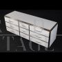 Large white glass dresser with 9 drawers