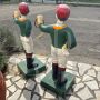 Pair of vintage American cast iron jockey garden sculptures
