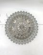 Round vintage ceiling or wall light in worked glass