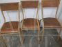 Set of 6 stackable brown Mullca chairs with dark wood seat, 1960s