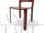 Set of 4 Cidue chairs in burgundy leather, Italy 1970
