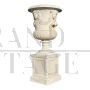 Pair of large antique style white marble garden vases