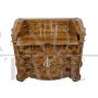Antique chest of drawers in walnut briar with drop-down desk top, Italy late 19th century