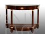 Antique French half-moon console in mahogany feather with black marble top