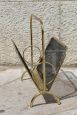 Magazine rack in brass and black lacquered metal, Italy 1970s
