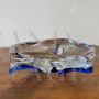 Clear and blue Murano glass centerpiece bowl, 1970s 