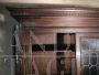 Large 1950s walnut bookcase with leaded glass doors