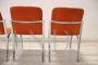 Set of 4 vintage design chairs in chromed metal and orange velvet, 1970s