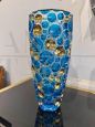 Light blue Murano glass vase with gold