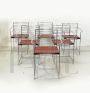Cidue metal chairs with leather seats, 1970s
