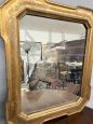 Antique tray mirror from the mid-19th century in gold leaf with engraved workmanship