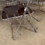 Set of 6 70s folding chairs in metal and smoked plexiglass