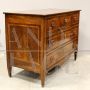 Antique Louis XVI chest of drawers in inlaid walnut and cherry, 18th century